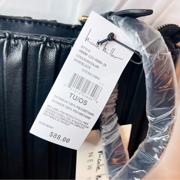 Nicole Miller Black Pleated Elegant Tote - Picture 4 of 10